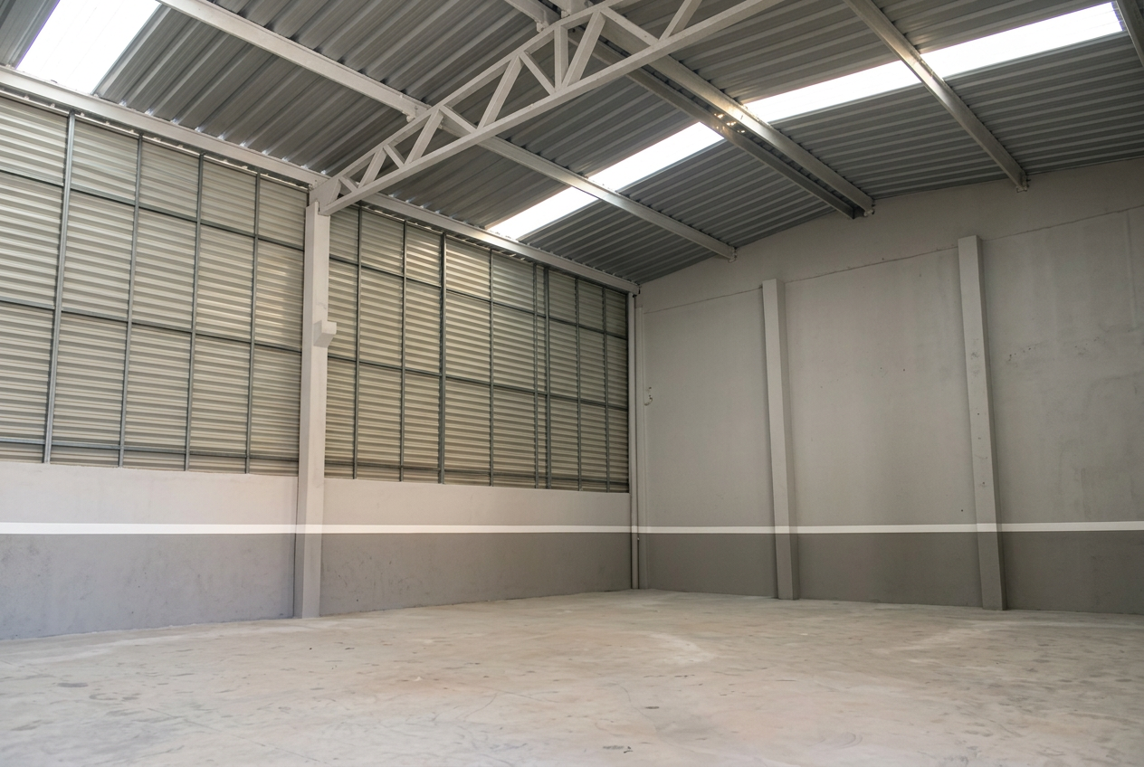 Módulo industrial — pé-direito e ventilação zenital